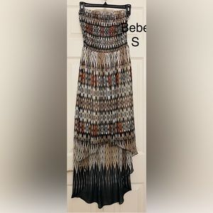 Bebe high low strapless dress